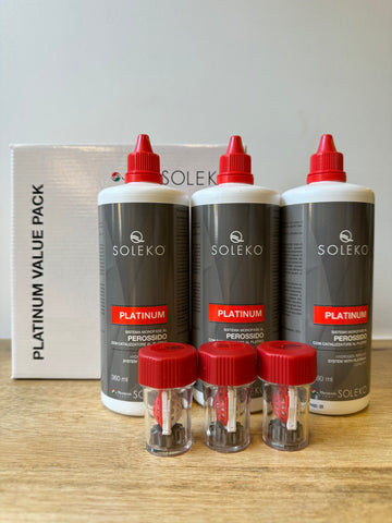 Menicon Soleko Platinum Hydrogen Peroxide Solution Value Pack (3x 360ml bottles of solution + 3 cases)